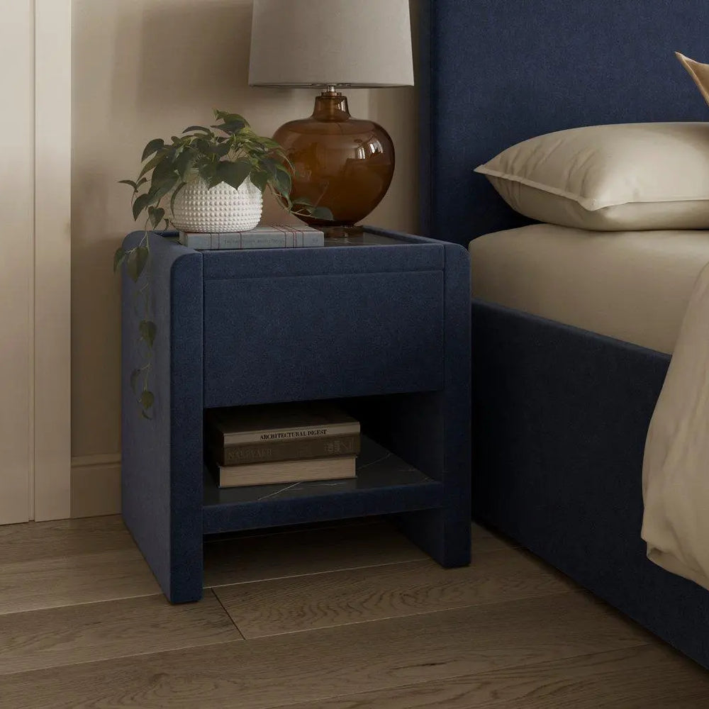 House Beautiful Margot Boucle Bedside Table - Blue Dreams