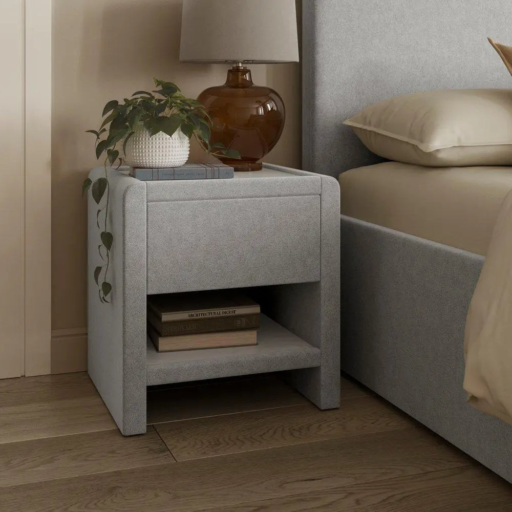 House Beautiful Margot Boucle Bedside Table - Grey Dreams