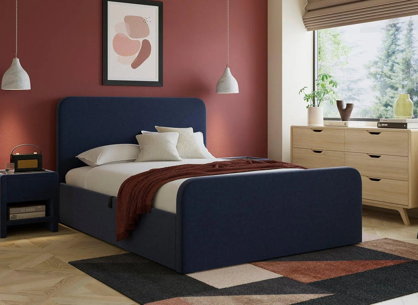 House Beautiful Margot Ottoman Bouclé Bed Frame - Blue Dreams
