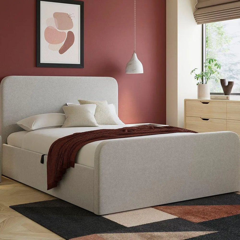 House Beautiful Margot Ottoman Bouclé Bed Frame - Grey Dreams