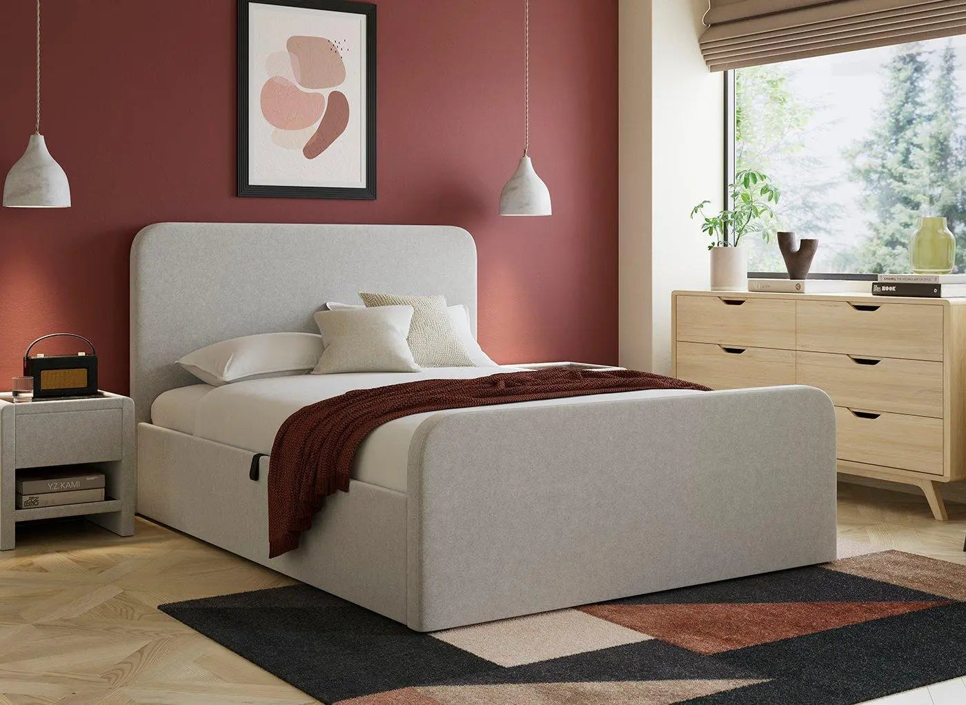 House Beautiful Margot Ottoman Bouclé Bed Frame - Grey Dreams