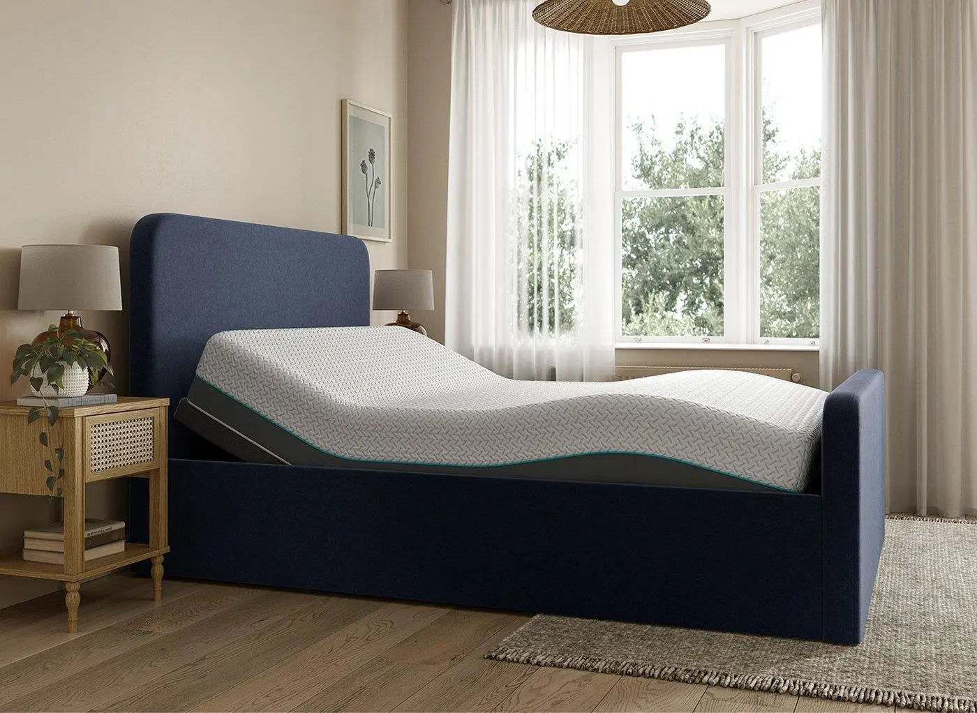 House Beautiful Margot Sleepmotion Adjustable Bouclé Bed Frame - Blue Dreams
