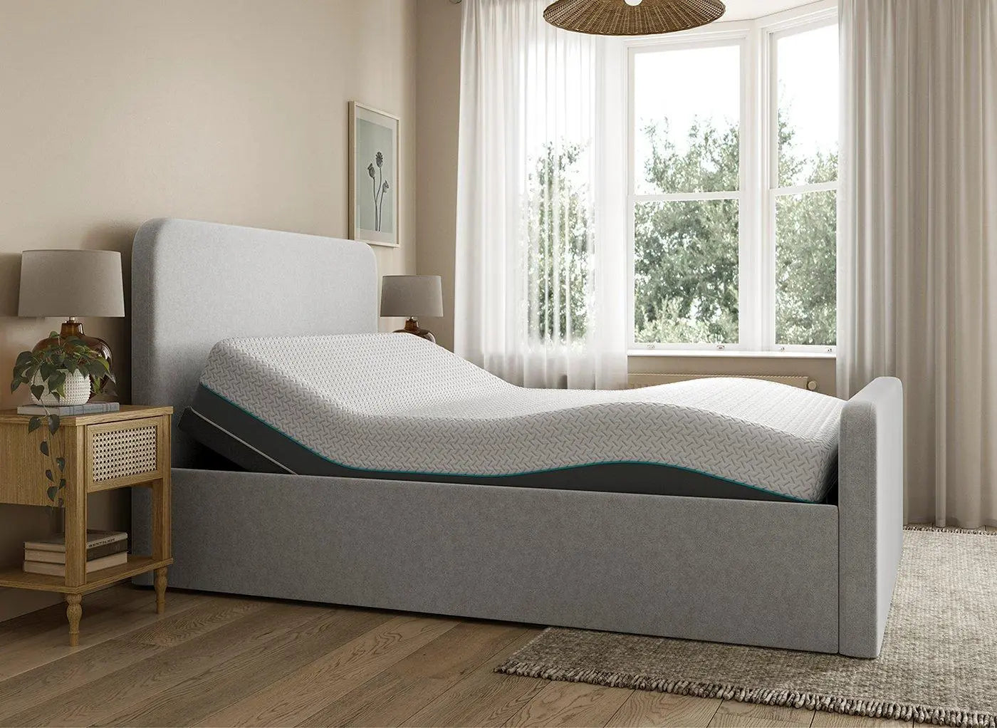 House Beautiful Margot Sleepmotion Adjustable Bouclé Bed Frame - Grey Dreams