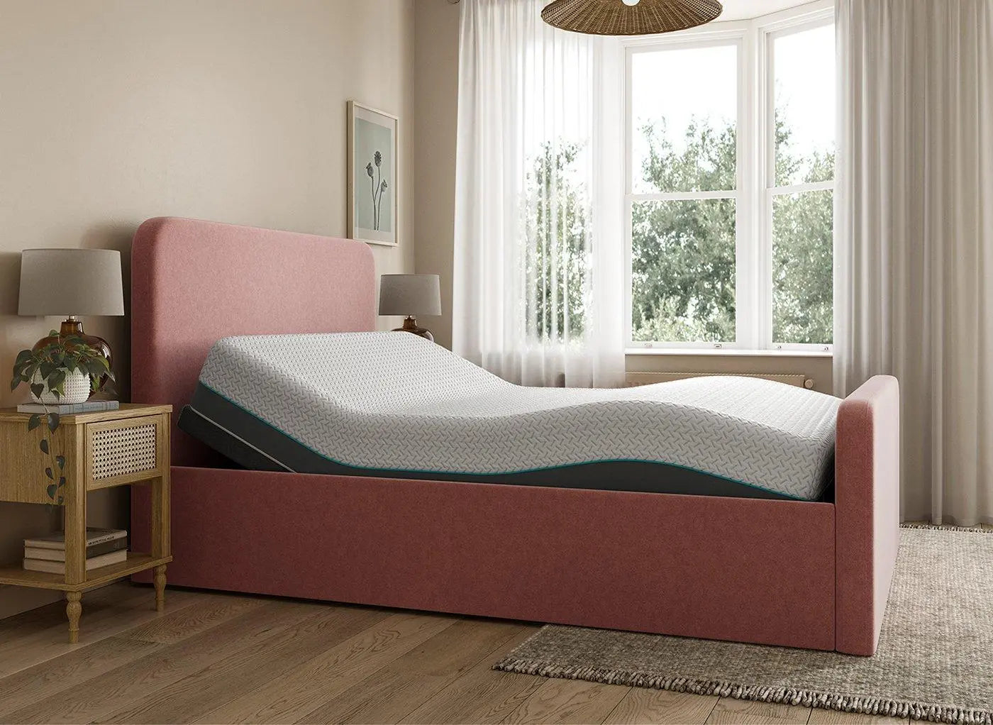 House Beautiful Margot Sleepmotion Adjustable Bouclé Bed Frame - Pink Dreams