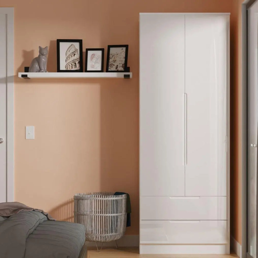 Houston 2-Door 2-Drawer Wardrobe - White Dreams