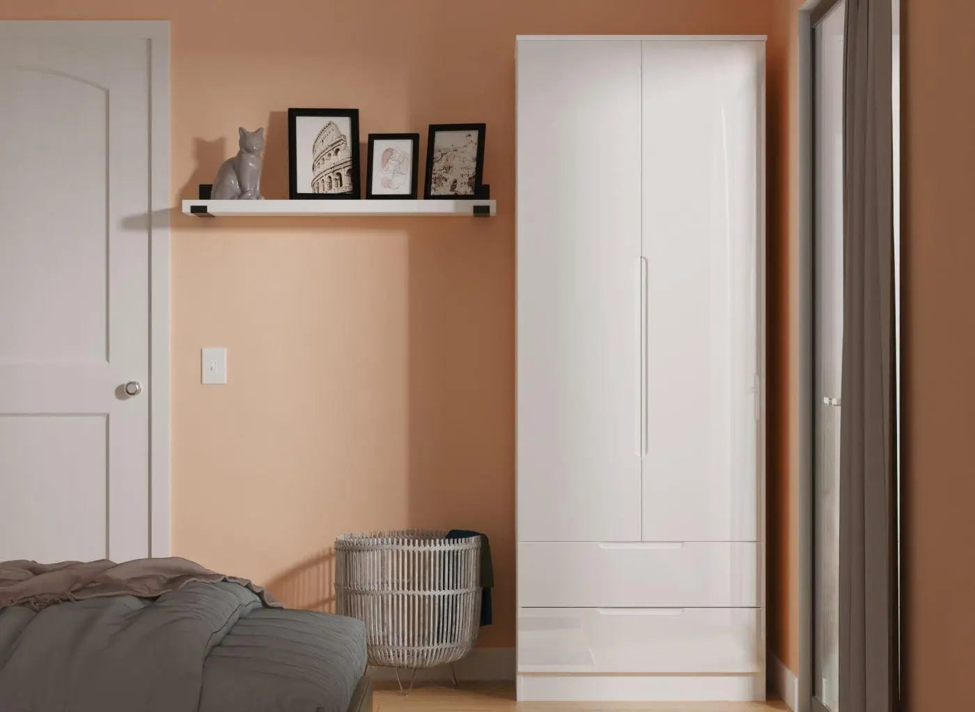 Houston 2-Door 2-Drawer Wardrobe - White Dreams