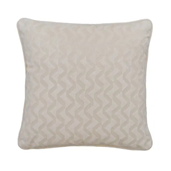 Hudson Ivory, Sustainable Feather, Cushion Velvet Geometric Andrew Martin
