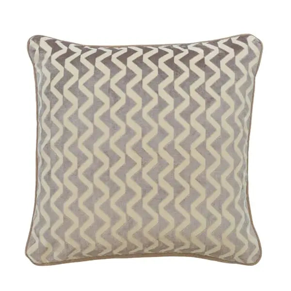 Hudson Taupe, Sustainable Feather, Cushion Velvet Geometric Andrew Martin