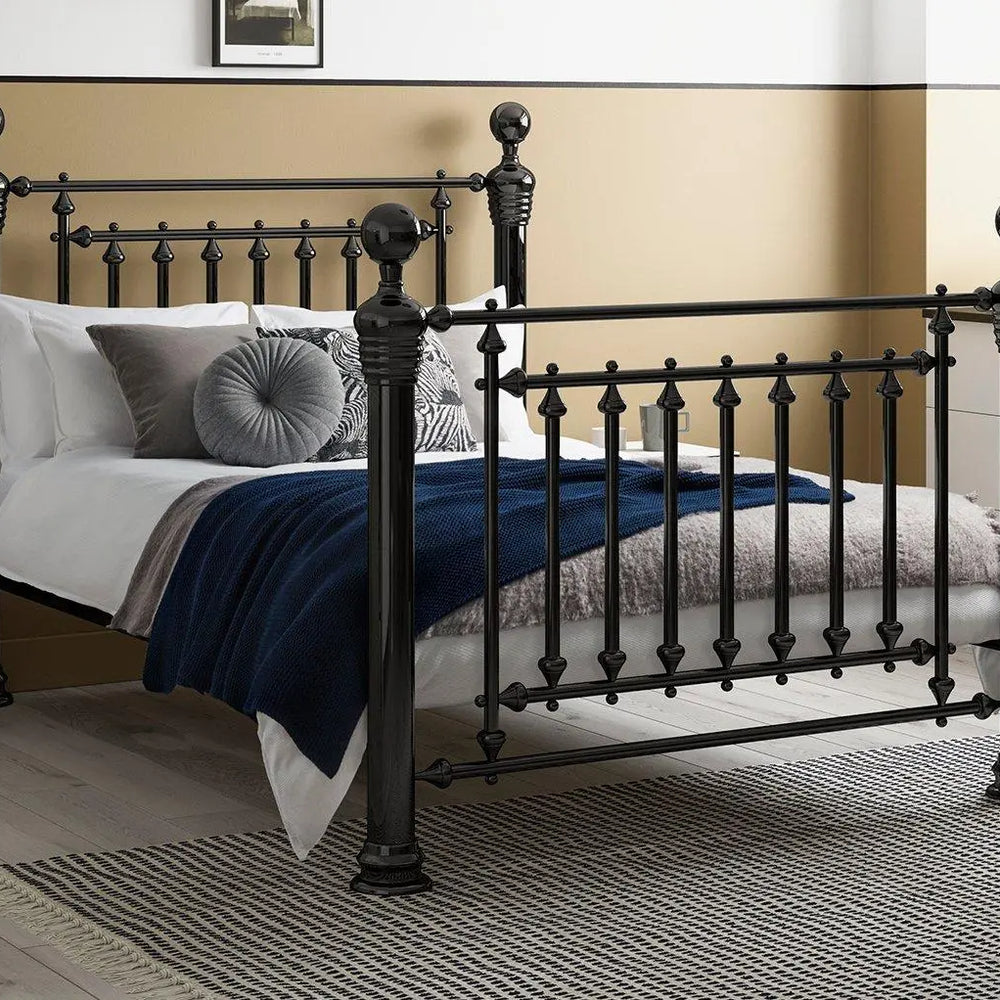 Hugo Nickel Metal Bed Frame - Black Dreams