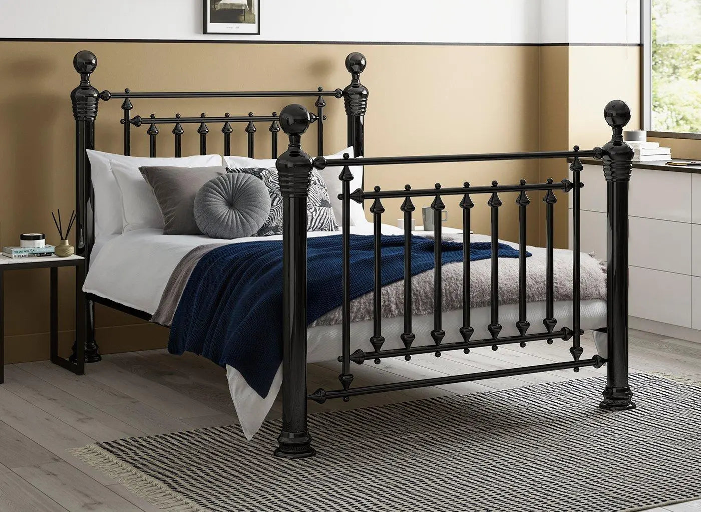 Hugo Nickel Metal Bed Frame - Black Dreams