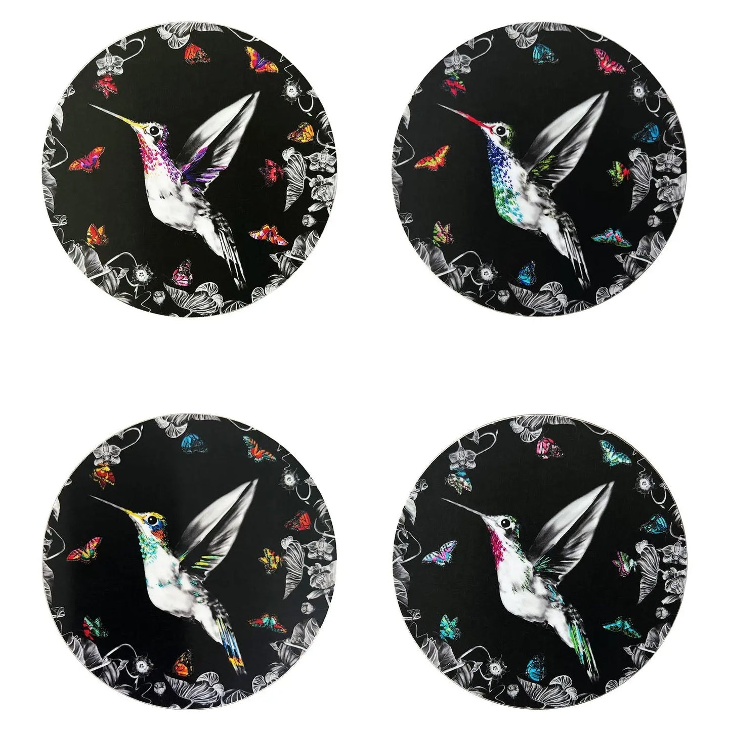 Hummingbird Coasters Black - Set of 4 Susannah Weiland Collections