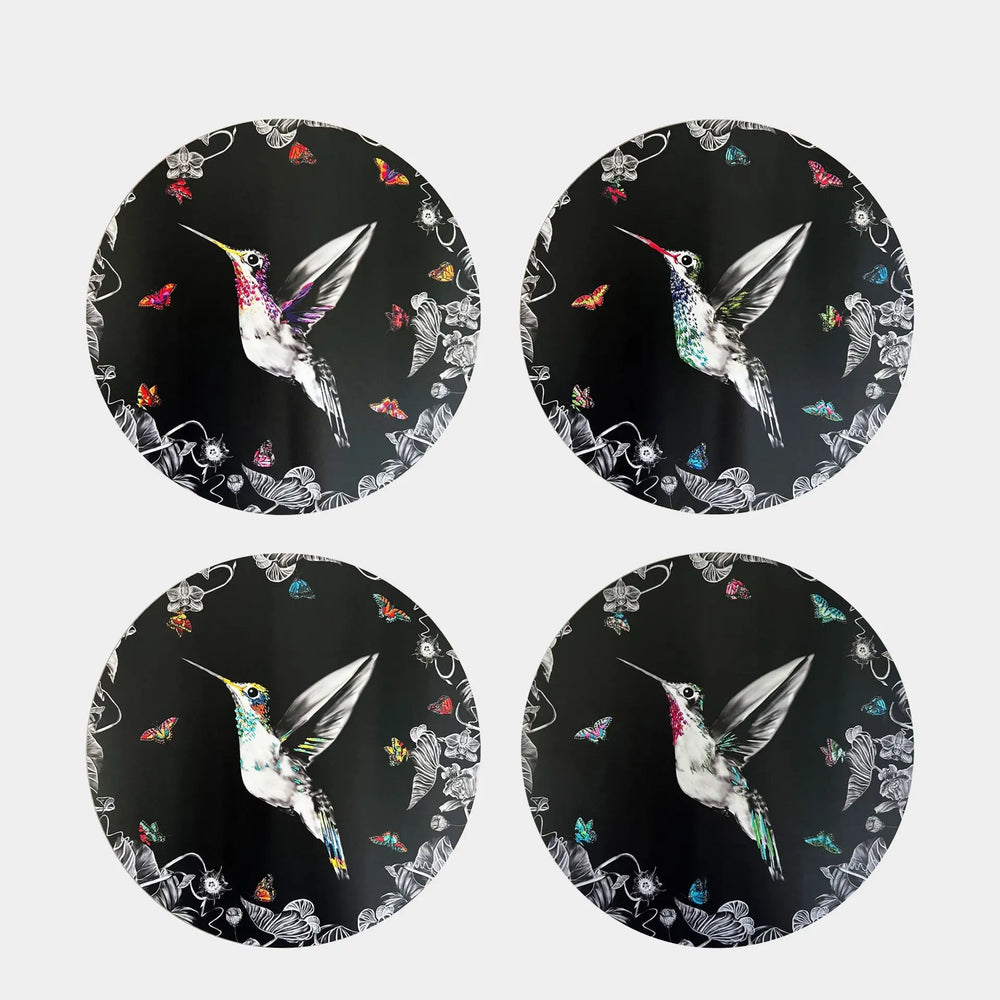 Hummingbird Coasters Black - Set of 4 Susannah Weiland Collections