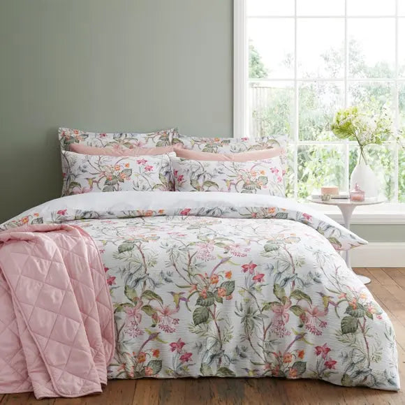 Hummingbird Floral Duvet Cover & Pillowcase Set Dunelm