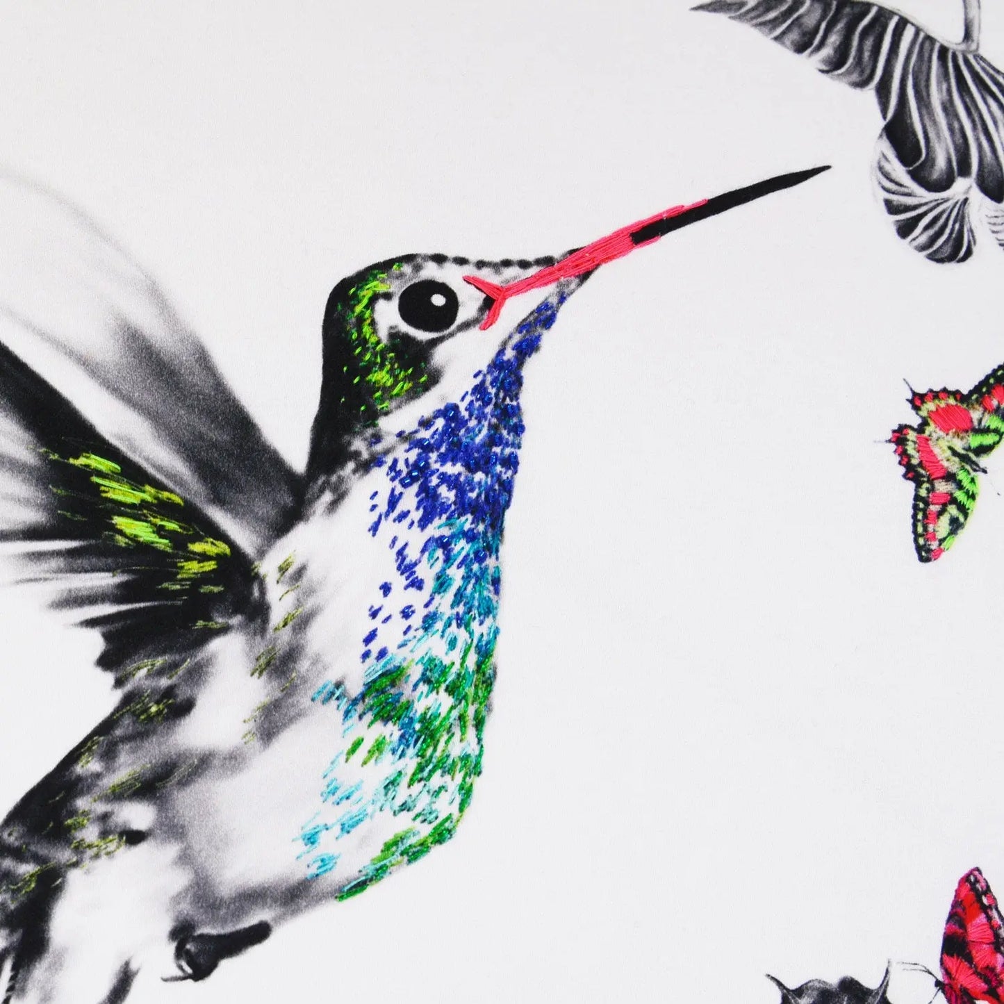 Hummingbird Hand Embroidered Cushion - Hayden Susannah Weiland Collections