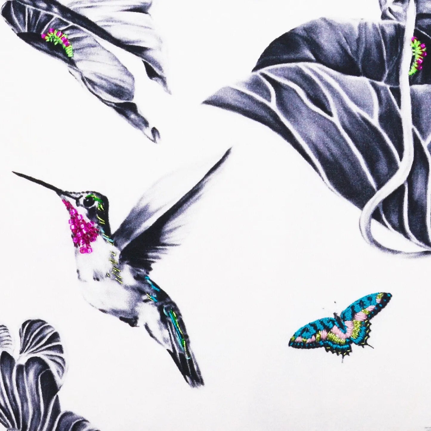 Hummingbird Hand Embroidered and Beaded Cushion - Mini Pink Susannah Weiland Collections