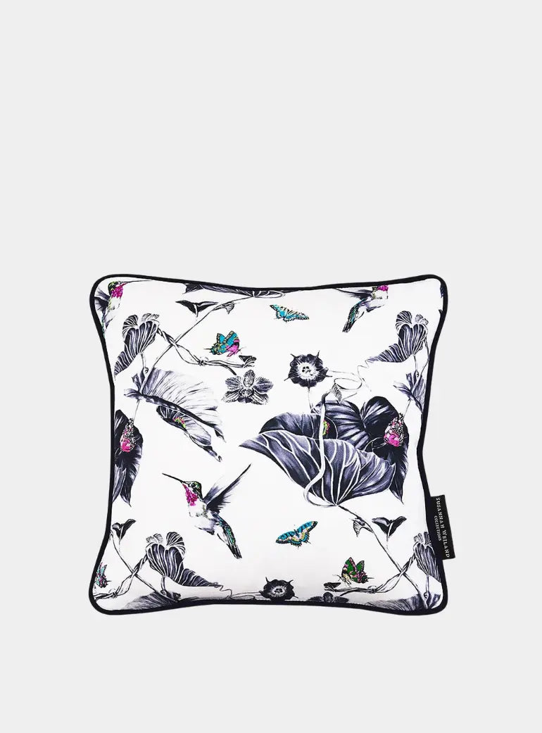 Hummingbird Hand Embroidered and Beaded Cushion - Mini Pink Susannah Weiland Collections