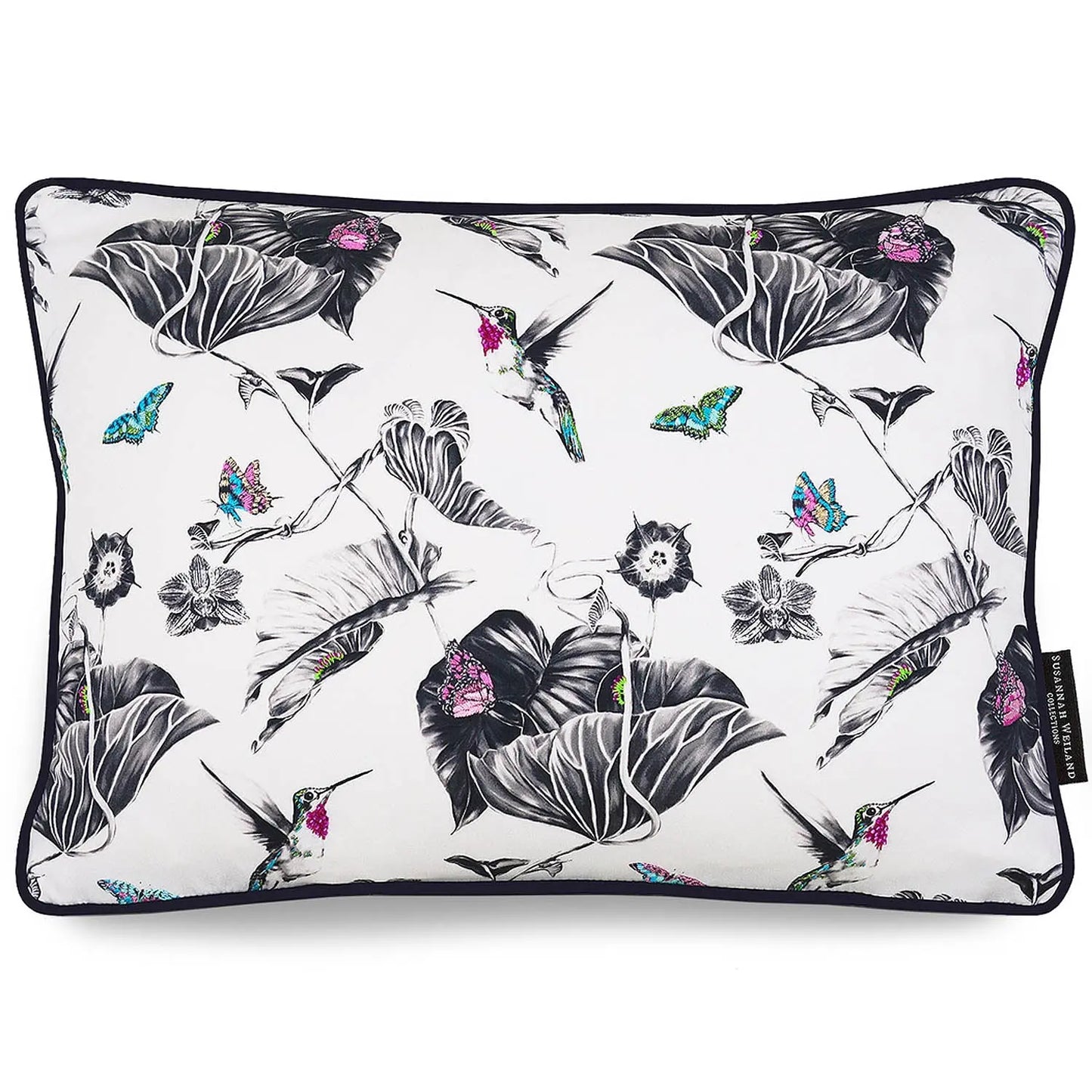 Hummingbird Hand Embroidered and Beaded Cushion - Pink Susannah Weiland Collections