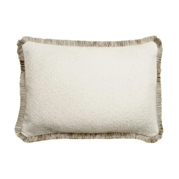 Huntsman Ivory Medium Rectangle, Sustainable Feather, Rectangle Cushion Sophie Paterson Bouclé & With Trim/Fringe & Cotton Blend & Li Andrew Martin
