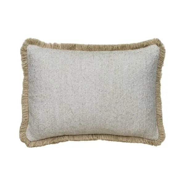 Huntsman Natural Medium Rectangle, Sustainable Feather, Cushion, Natural/WhiteRussian Sophie Paterson Bouclé & With Trim/Fringe & Cot Andrew Martin