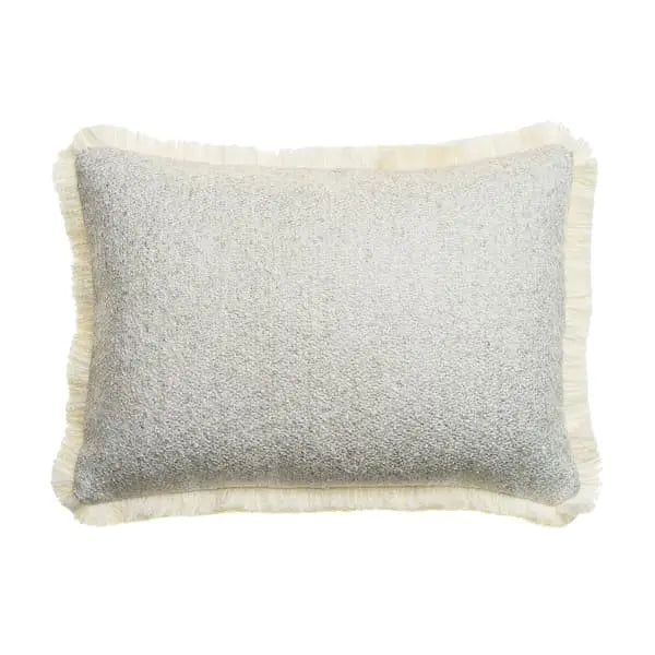 Huntsman Natural Medium Rectangle, Sustainable Feather, Rectangle Cushion, Natural/Vesper Sophie Paterson Bouclé & With Trim/Fringe & Andrew Martin