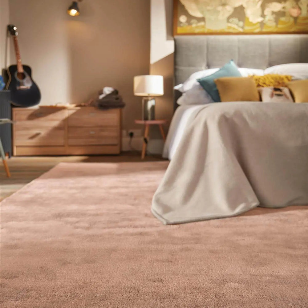 Hush Solid Coral Pink Luxury Rug The Rugs