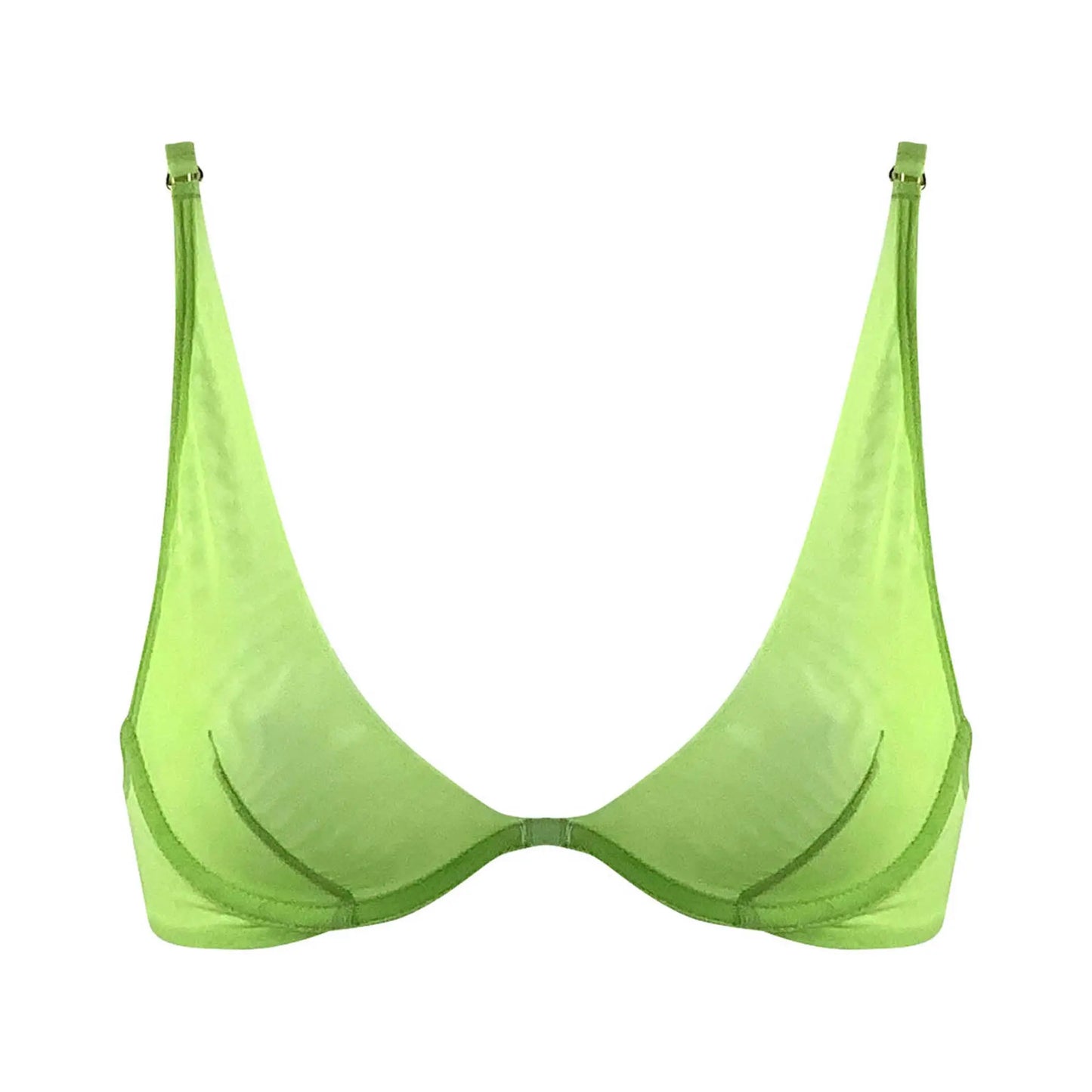 I.D. Line Deep Plunge Underwired Fine Mesh Bra Green NOKAYA