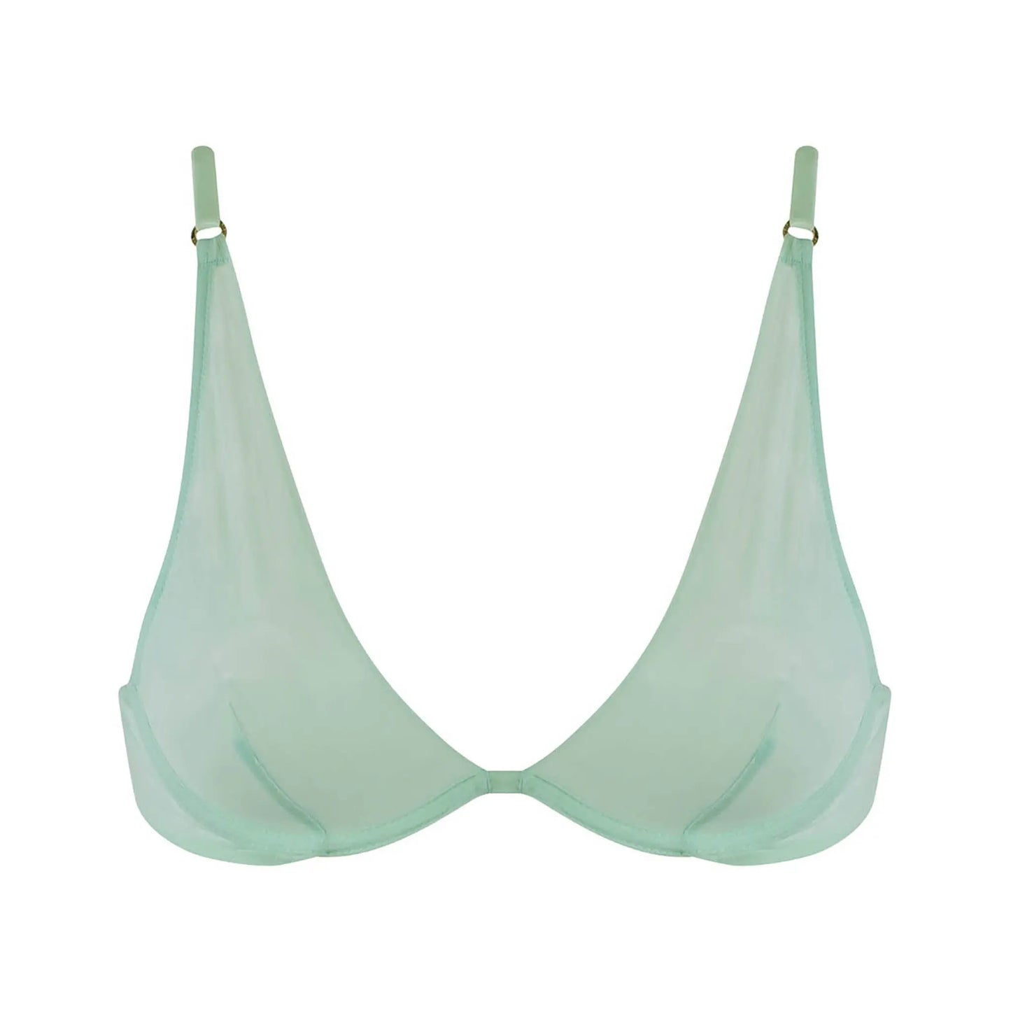 I.D. Line Deep Plunge Underwired Fine Mesh Bra Mint Cream NOKAYA
