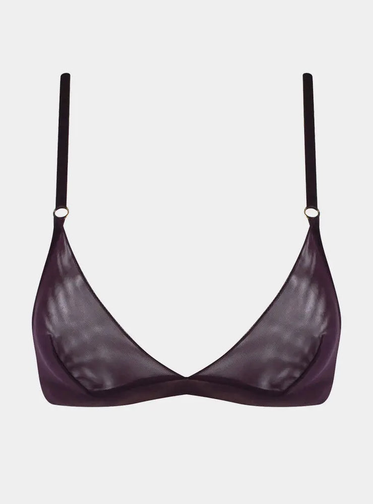 I.D. Line Soft Triangle Fine Brown Mesh Bralette NOKAYA