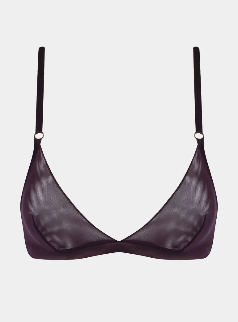 I.D. Line Soft Triangle Fine Brown Mesh Bralette NOKAYA