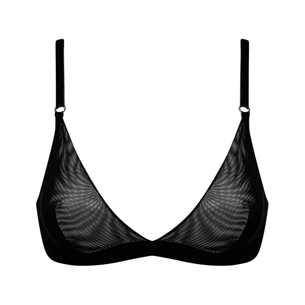 I.D. Line Soft Triangle Fine Mesh Bralette Black NOKAYA