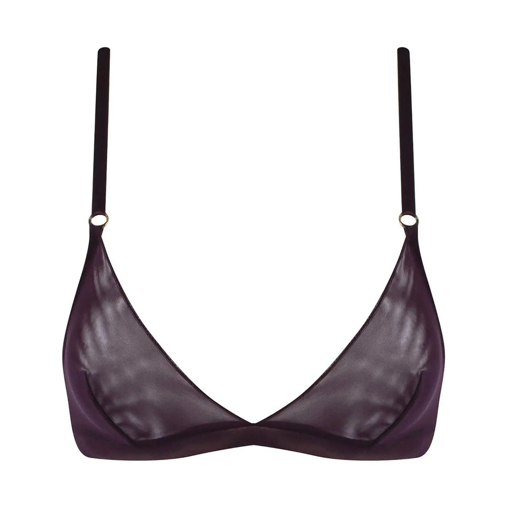 I.D. Line Soft Triangle Fine Mesh Bralette Brown NOKAYA