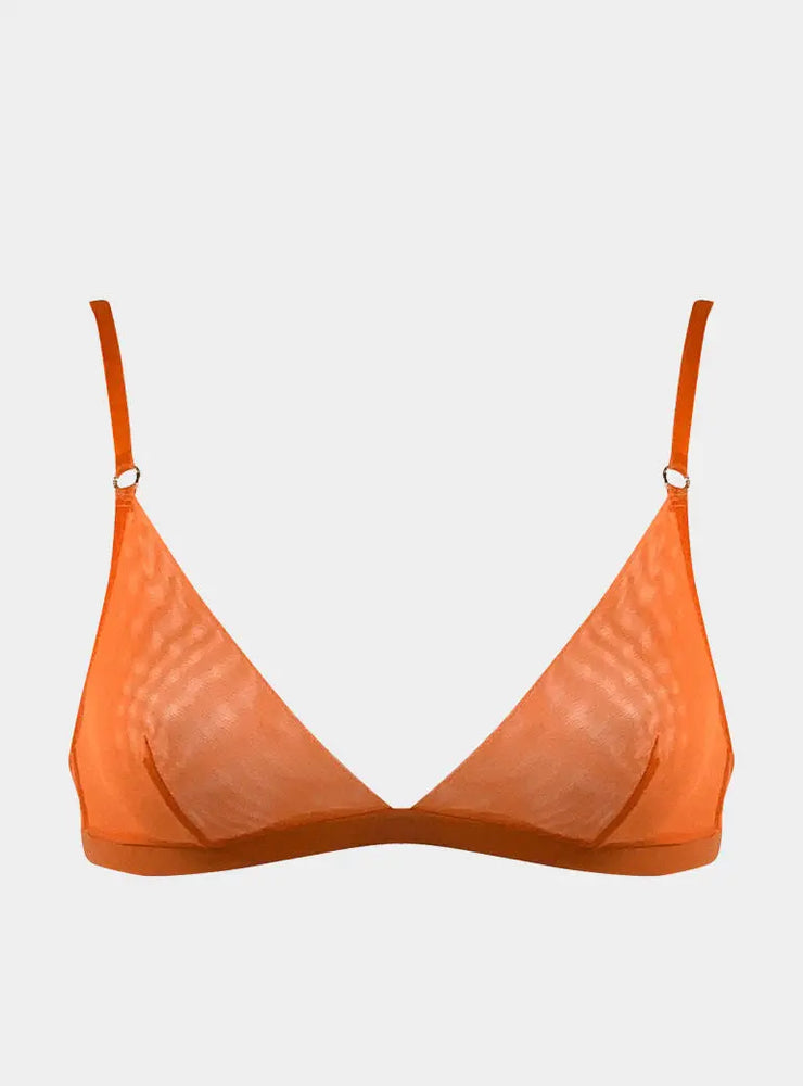 I.D. Line Soft Triangle Fine Orange Mesh Bralette NOKAYA