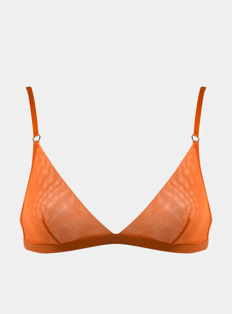 I.D. Line Soft Triangle Fine Orange Mesh Bralette NOKAYA