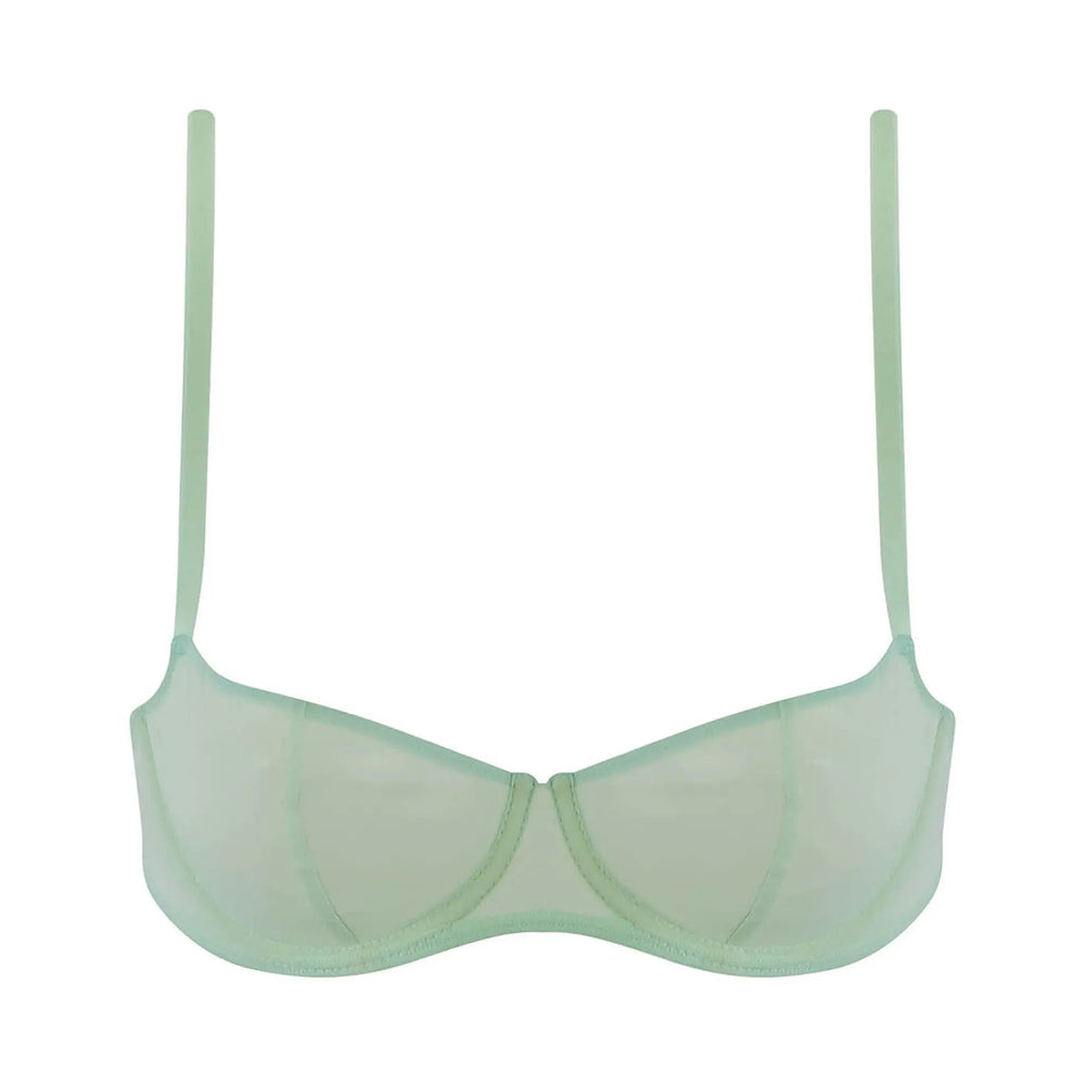 I.D. Line Underwired Fine Mesh Balcony Bra Mint Cream NOKAYA