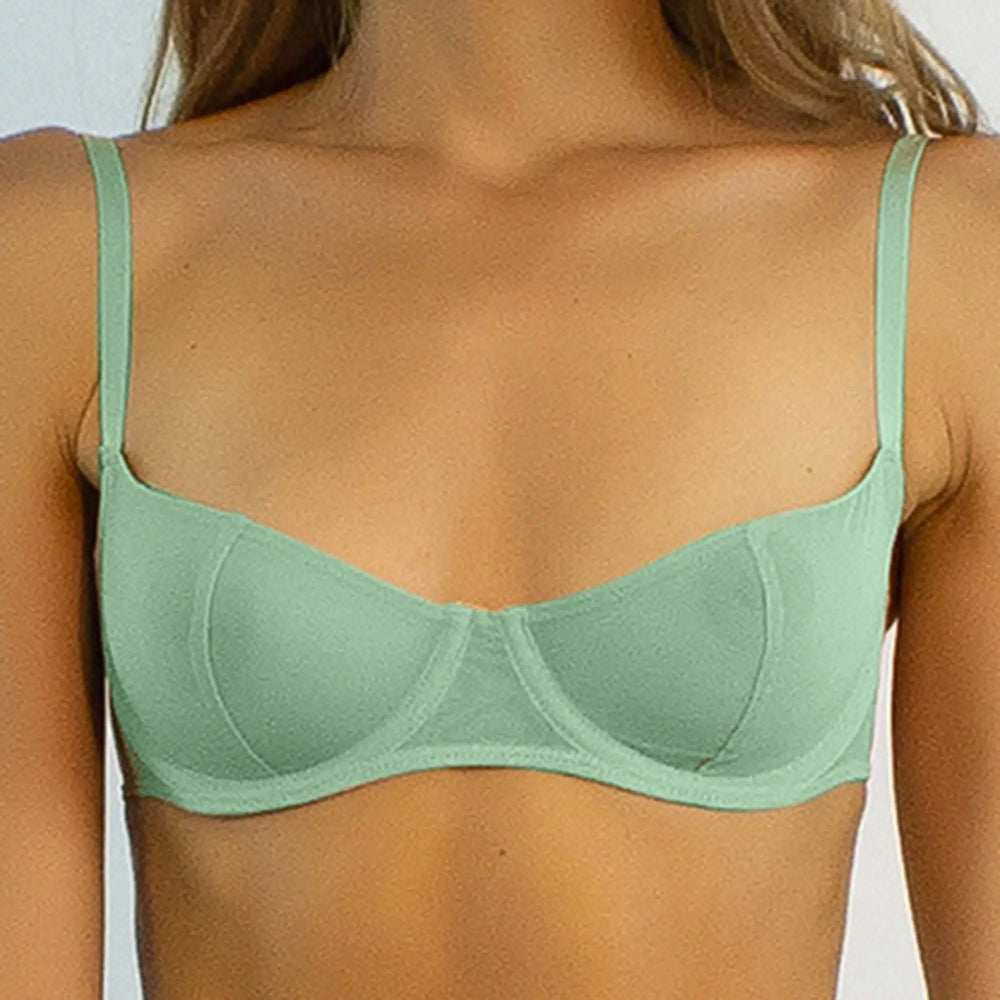 I.D. Line Underwired Fine Mesh Balcony Bra Mint Cream NOKAYA