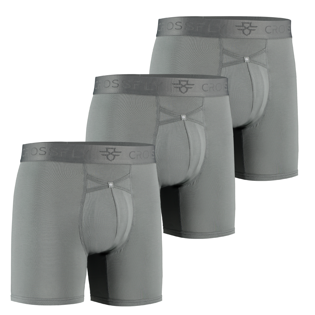 3-Pack: IKON Men's 6" Boxers - Charcoal Crossfly