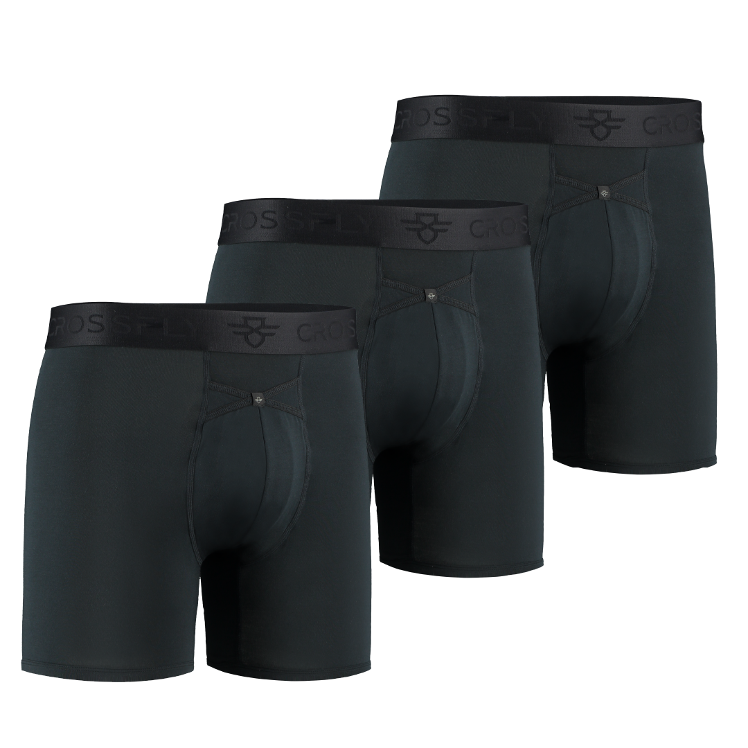 3-Pack: IKON Men's 6" Boxers - Black Crossfly