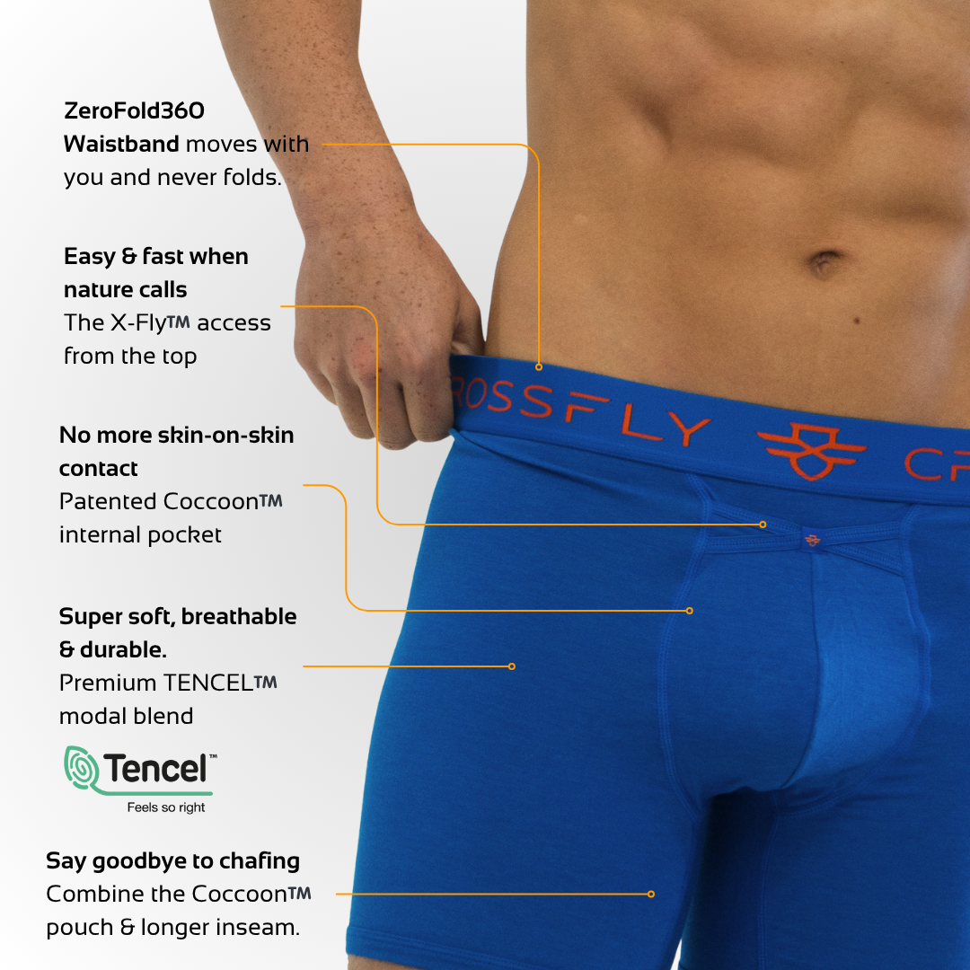IKON Men's 6" Boxers - Italia Blue Orange Crossfly