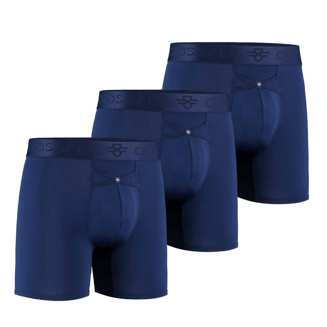 3-Pack: IKON Men's 6" Boxers - Navy Crossfly