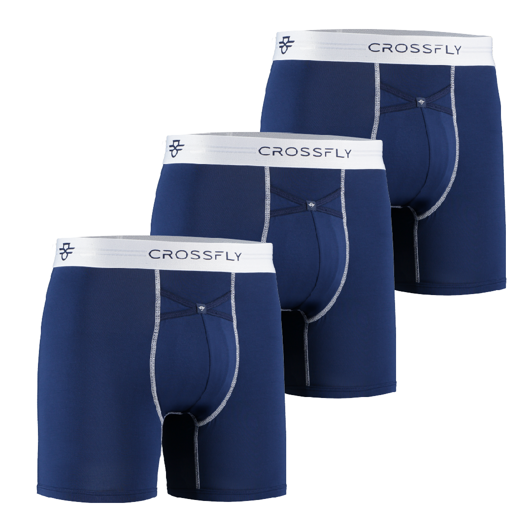 3-Pack: IKON X Men's 6" Boxers - Navy/White Crossfly