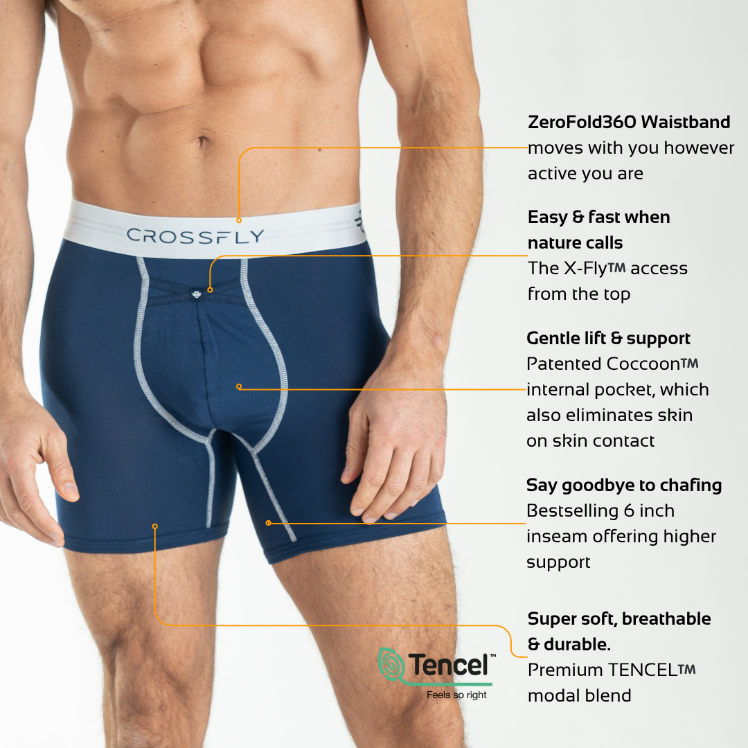 3-Pack: IKON X Men's 6" Boxers - Navy/White Crossfly