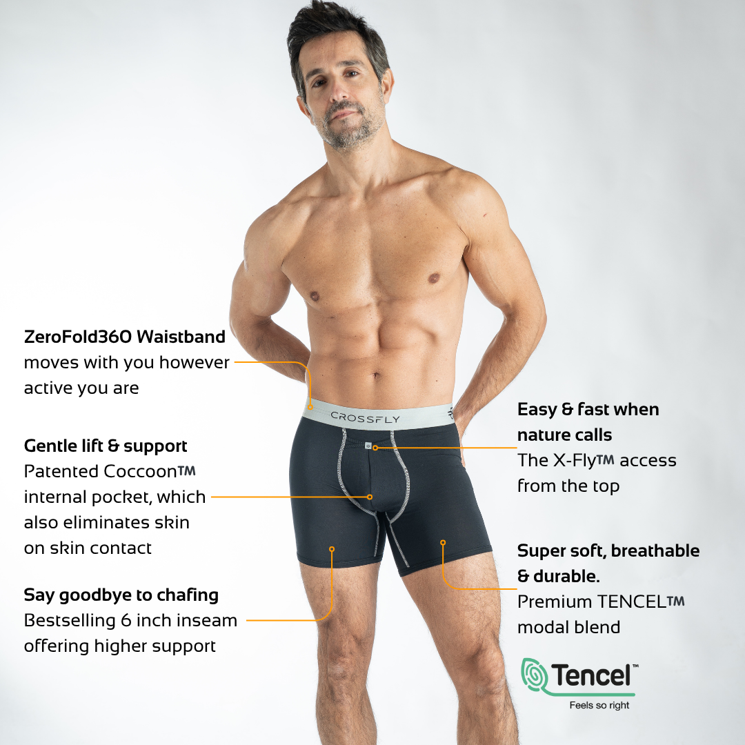 IKON X Men's 6" Boxers - Black/Silver Crossfly