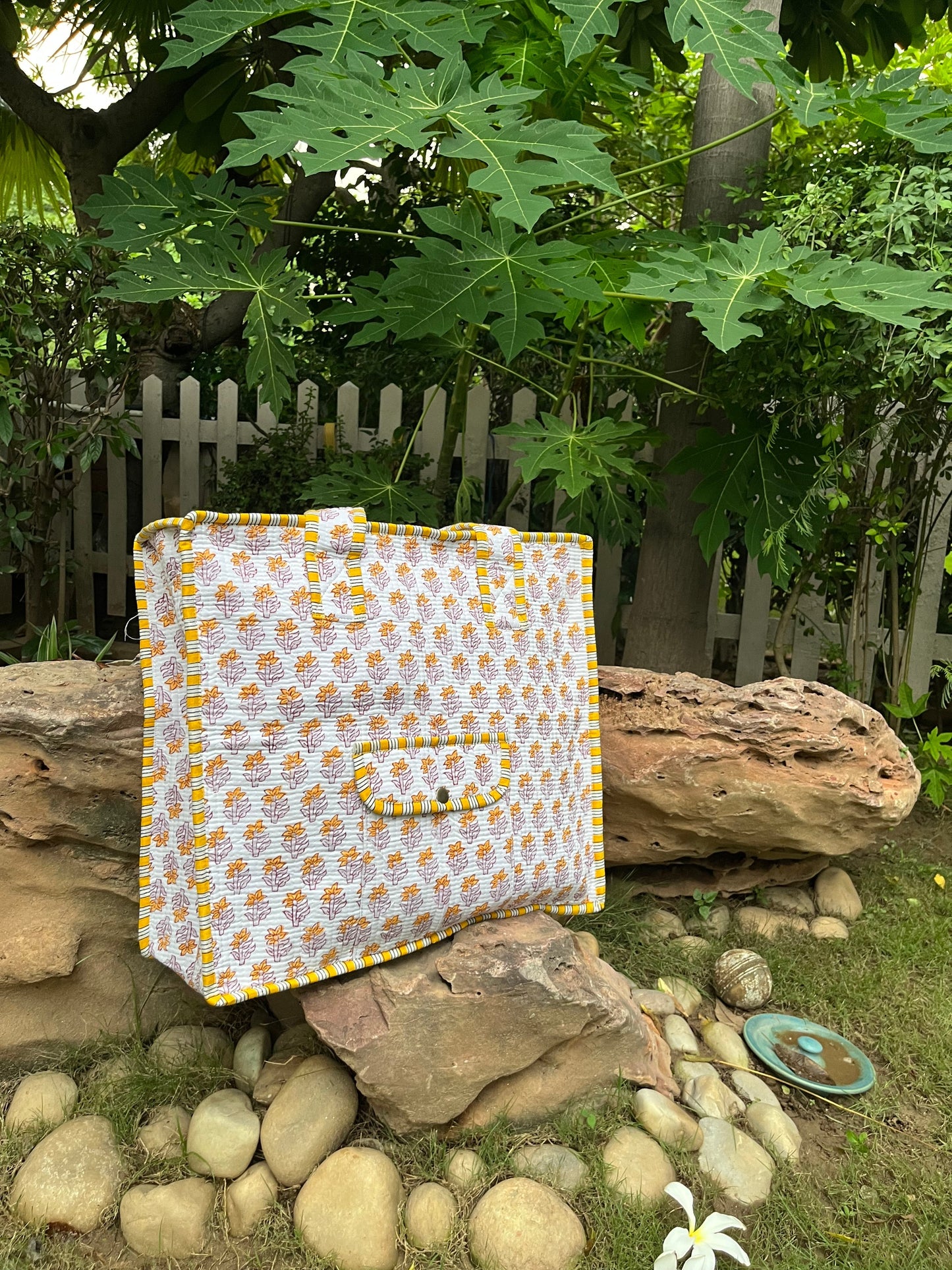 Miha Block Printed Tote Bag Naree Clothing