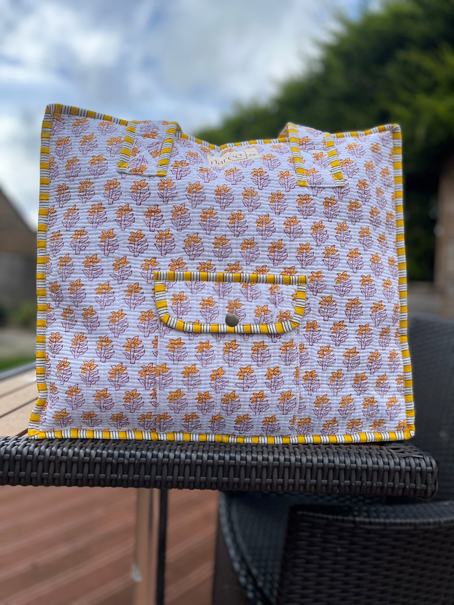 Miha Block Printed Tote Bag Naree Clothing