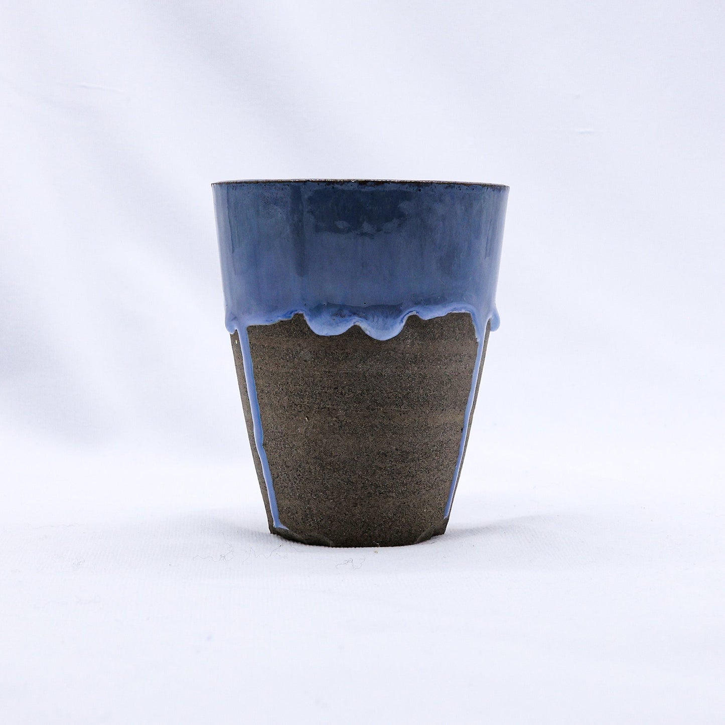 Blulume Quadra Blue Handmade Ceramic Smoked Grey Stoneware Tall Ceramic Cup Ribera Handmade Ceramics