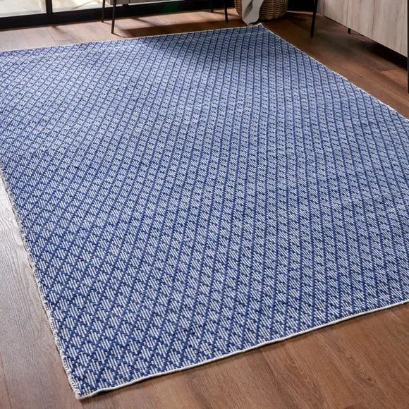 Ikat Denim Indoor Outdoor Rug Dunelm