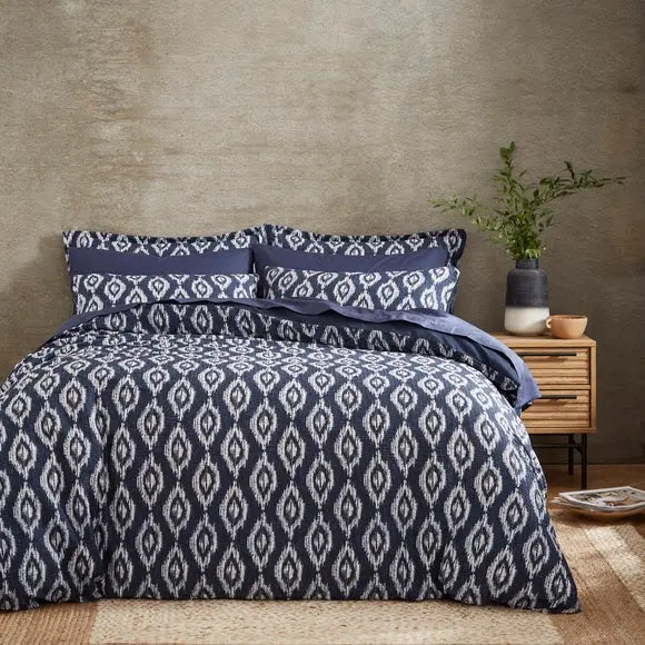 Ikat Seersucker Duvet Cover and Pillowcase Set Dunelm