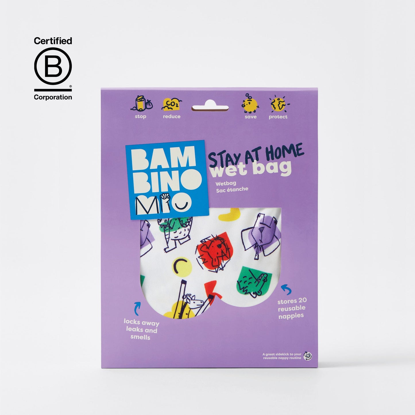 Stay At Home Wet Nappy Bag in Brave Bambino Mio (UK)