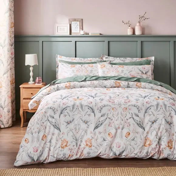 Imi Tulip Floral 144 Thread Count Cotton Duvet Cover & Pillowcase Set Dunelm