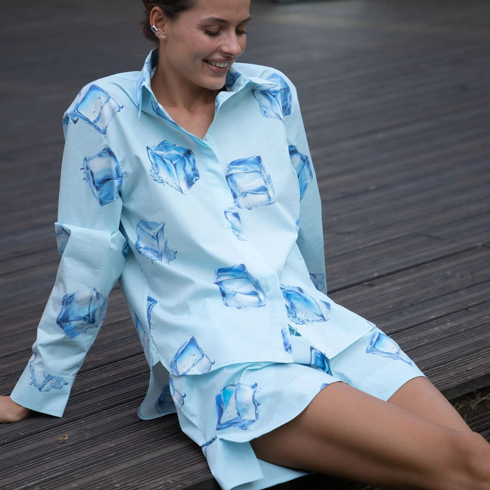 InStyle Cotton Poplin Shorts Ice Cubes NOKAYA
